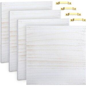 4 Pcs Washed Blank Wooden Signs, 12 x 12 x 0.6 Inch Blank Signs for Crafts